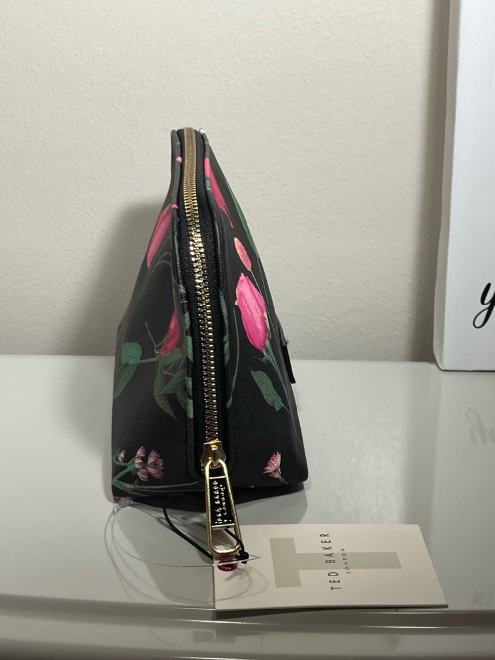 Ted Baker Black Floral Cosmetic Pouch - Picture 3 of 10